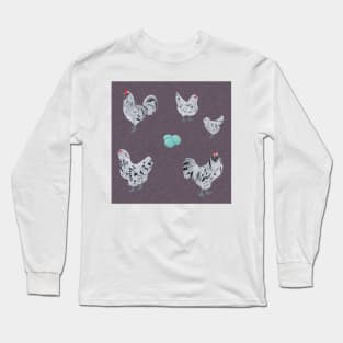 Splash Ameraucana Pattern Plum Long Sleeve T-Shirt